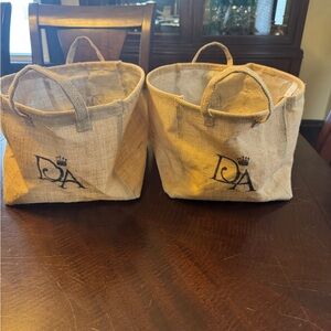 Downton Abbey Set of Two Burlap Storage Baskets